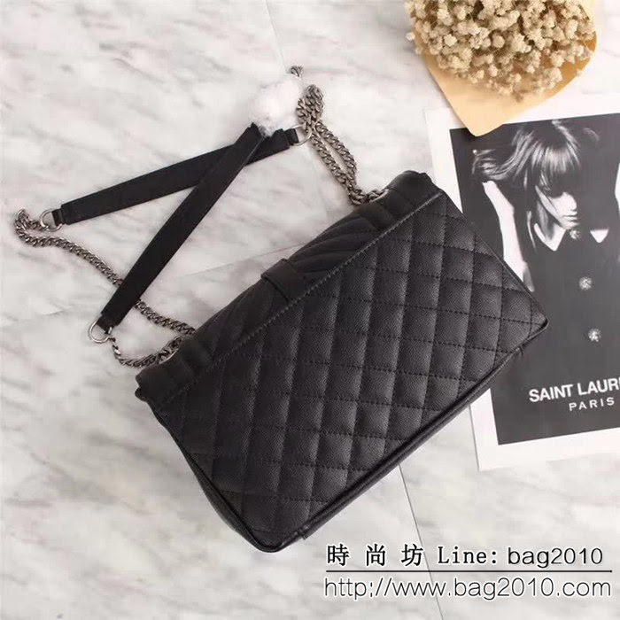 YSL聖羅蘭 專櫃品質 黑色提花翻蓋手袋 可單肩斜挎 26804 YAS1169